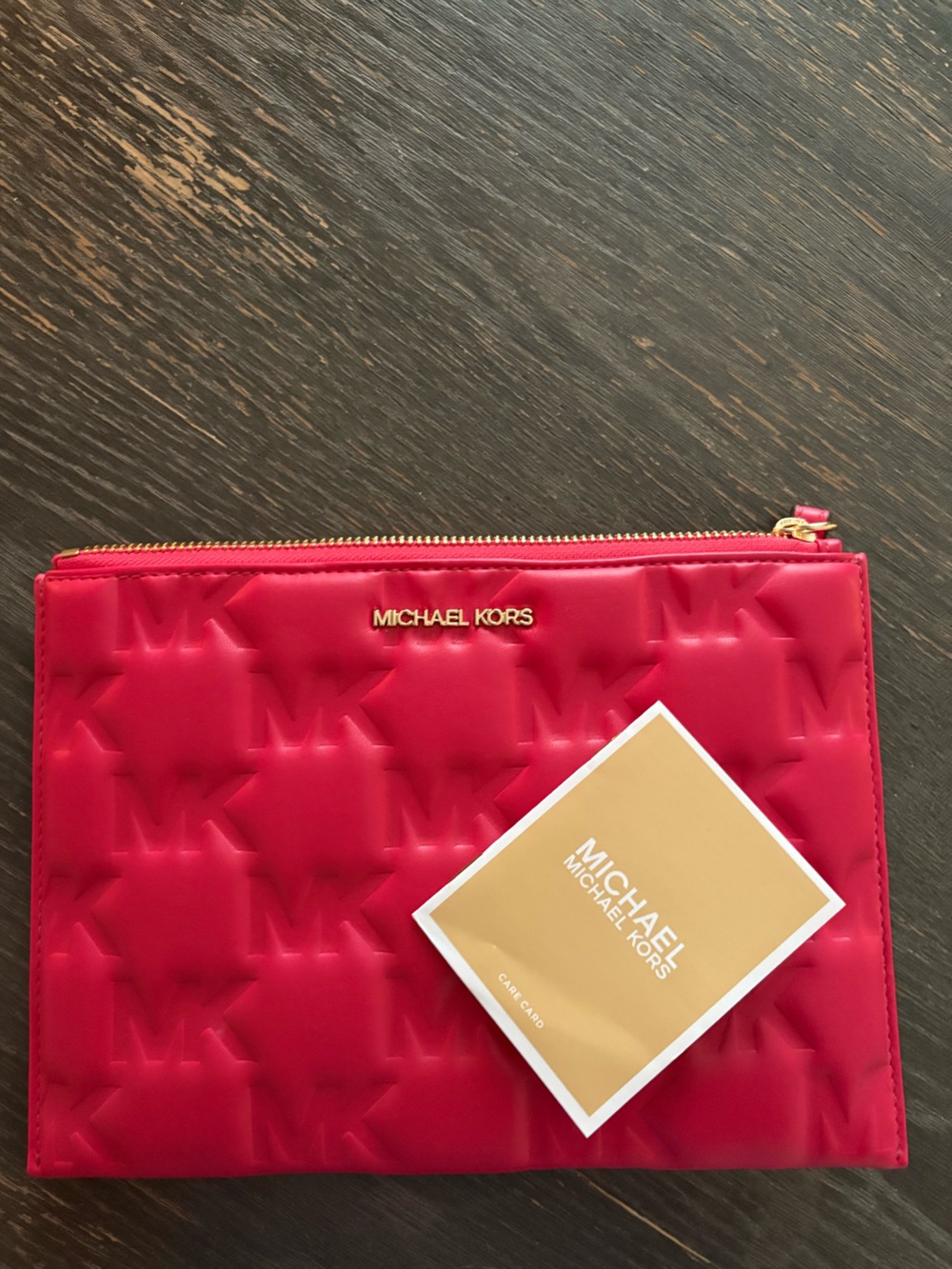 Michael Kors Hot Pink Quilted Zip Wristlet